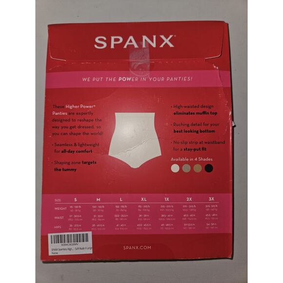 New! SPANX Higher Power HIGH-WAISTED SHAPER BRIEF PANTIES in SOFT NUDE SIZE XL - Picture 2 of 4